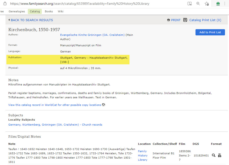 German Records from Microfilm Evidence Explained